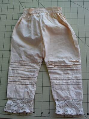 2830 Antique 1890-1900 large Doll Pantaloons, tucking, lace edging, very fancy!