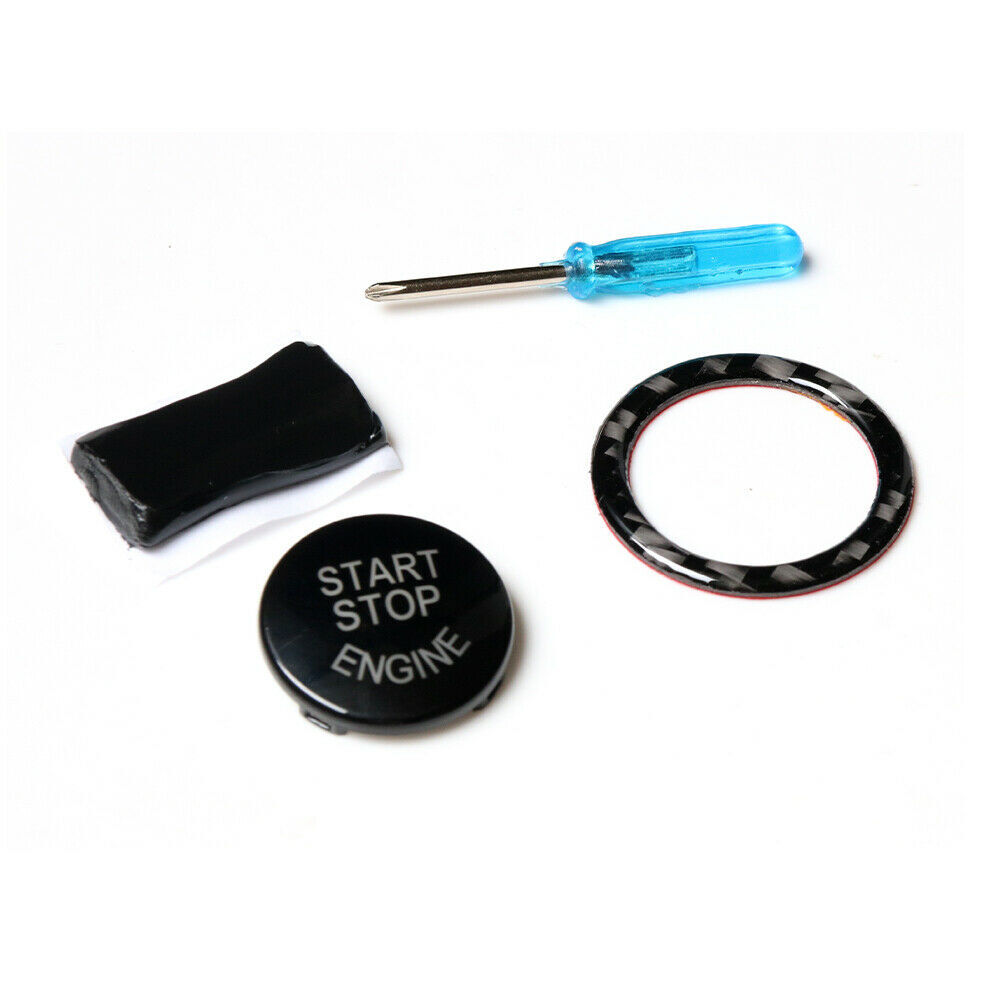 ABS Start Stop Engine Button Cover Carbon Fiber Trim Ring For BMW 3 5