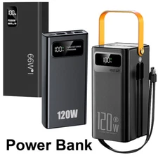 120W 70000mAh Portable Power Bank Large Capacity External Battery Fast Charging
