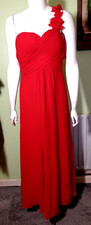 NEW Women's Full Length One Shoulder Evening Dress, Red UK 14