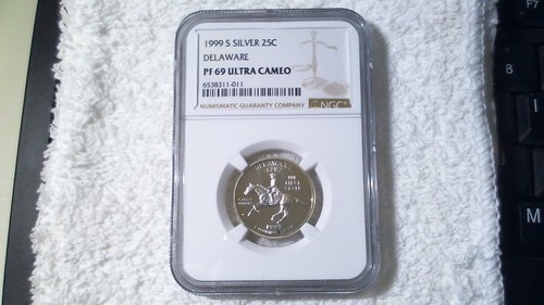 1999-S SILVER PF 69 ULTRA CAMEO NGC DELAWARE QUARTER (GREAT EYE APPEAL)