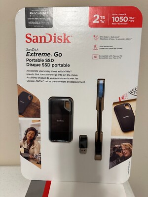 SanDisk NVMe Extreme Go Portable 2TB External SSD  USB 3.2 Gen 2 USB-C