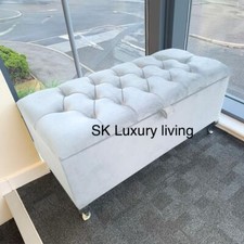 Ottoman Storage Box Chesterfield Velvet Blanket Toy Box  Pouffe Bench Footstool.