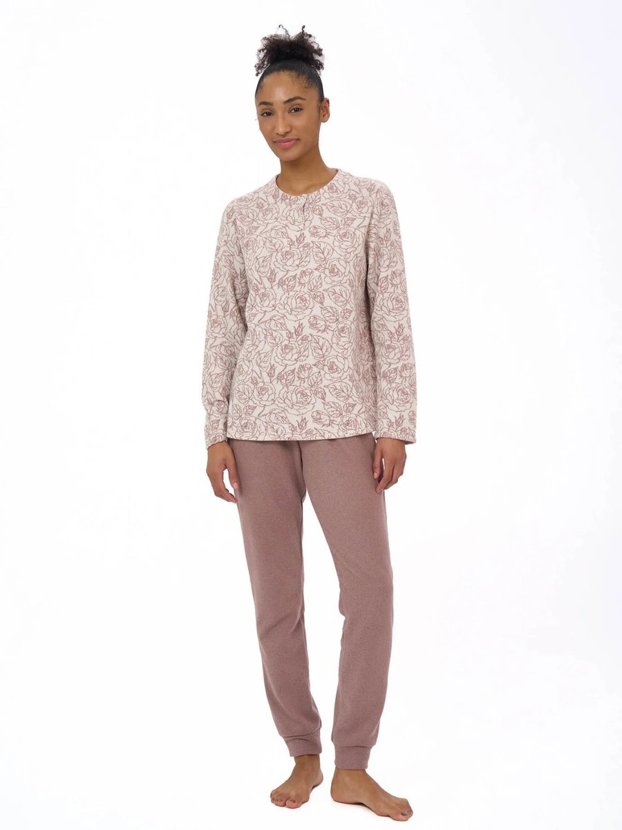 Ragno Pigiama Donna scollo tondo serafino con bottoni polsini