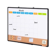 36"x 24" Monthly Calendar Whiteboard  Cork Board Combo with Aluminum Frame