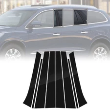For Buick Enclave 2008-2017 8pcs Black Door Trim Pillar Posts Window Door Cover