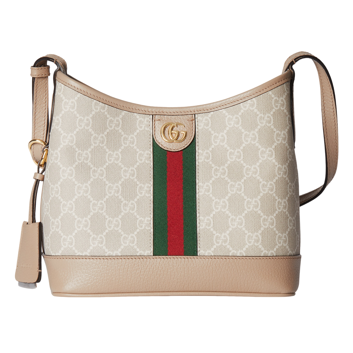 GUCCI Ophidia Small $2350 Beige And White GG Canvas Shoulder Bag
