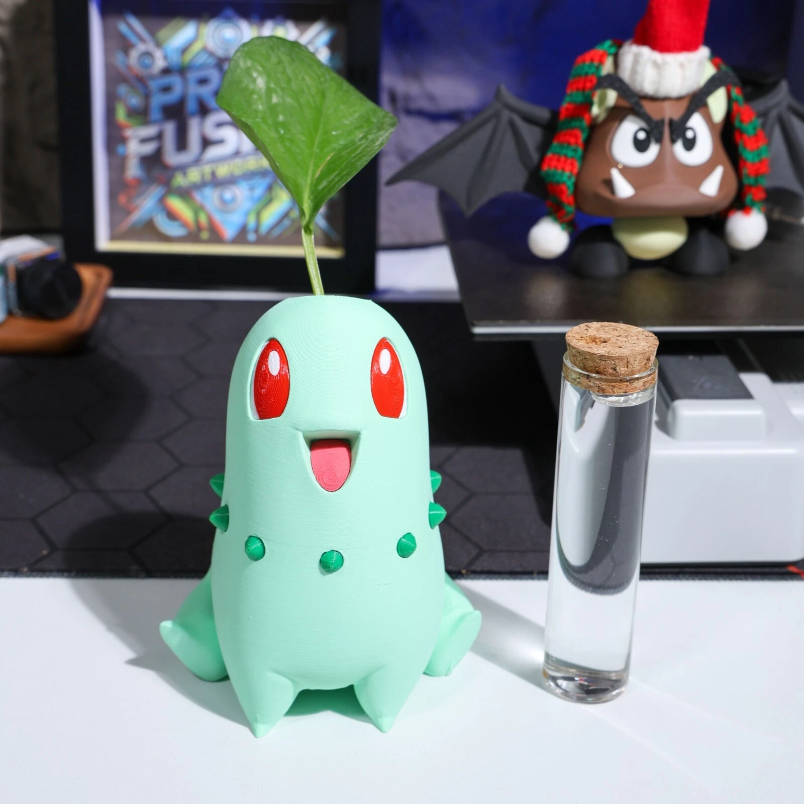 Chikorita Pokemon Kawaii Planter Vase 3D Print- Garden Table Decor Gift