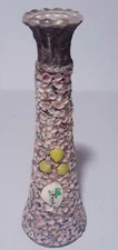 Vintage 60s/70s Sea Shells Encrusted Glass Bud Vase Kitsch Art Florida Souvenir