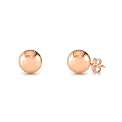 14K Real Solid Rose Gold Round Ball Bead Sleeper Stud Earrings Pushback 3mm-8mm