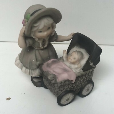 VTG B. Bahner 1996 A Little bit of heaven Porcelain Figurine Baby carriage mom