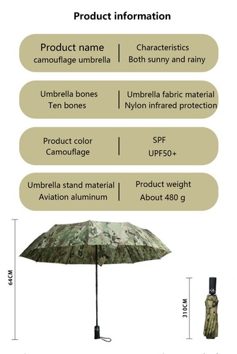 Tactical Folding Nylon Waterproof Rainproof Sunshade Umbrella Night Camouflage - Picture 24 of 39