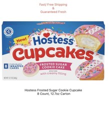Hostess Frosted Sugar Cookie Cupcake, 8 Count, 12.7oz Carton