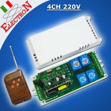 TELECOMANDO 220V 433Mhz 4 CANALI SCHEDA RELE' WIRELESS TRASMETTITORE CENTRALINA