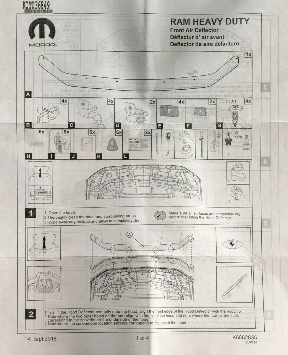 19-25 RAM 2500 3500 FRONT AIR DEFLECTOR BUG SHIELD GENUINE NEW