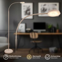 LED Stehlampe Dimmbar Stehleuchte 125,5Cm Leselampe Schwenkbar Warmweiß Beige
