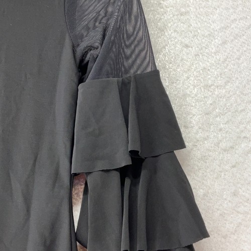 UN Deux Trios Dress Girls Size 14 Black Ruffle Bell Sleeves - Picture 4 of 6