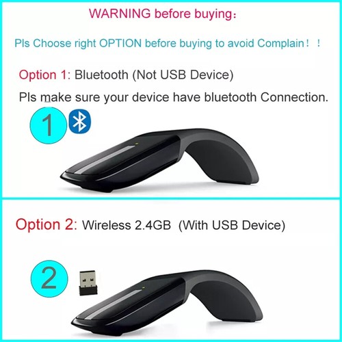 Foldable Bluetooth Wireless Mouse Slim Arc For Microsoft Surface PC Laptop Mac - Picture 5 of 15