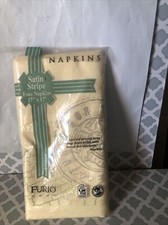 Four Furio Satin Stripe Napkins 17"x17" (Yellow ) New Made In USA