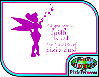 Pixie Staub Tinkerbell Fee mit Vinyl Aufkleber Spiegel Auto LKW Wand Fenster Aufkleber