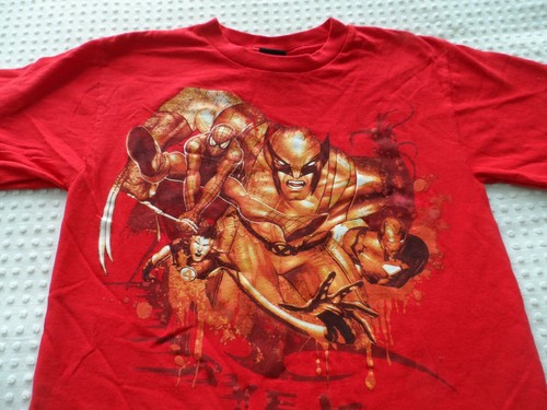 Boy's size 16-18 Marvel Red Mad Engine Superheroes T-Shirt