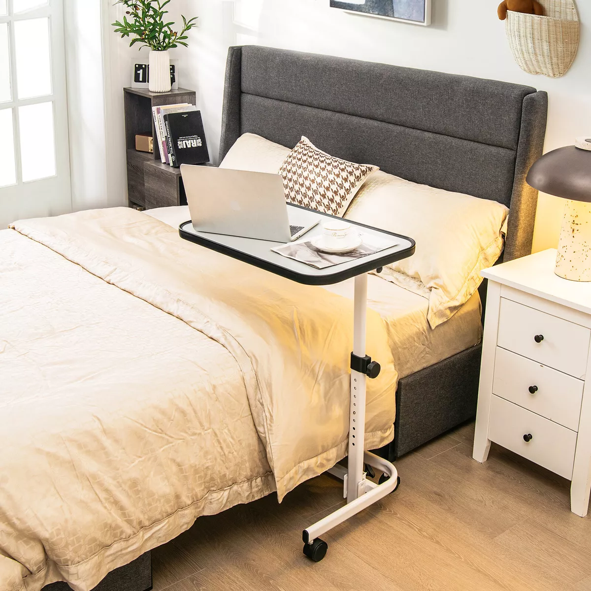 Bedside table on sale wheels with drawers