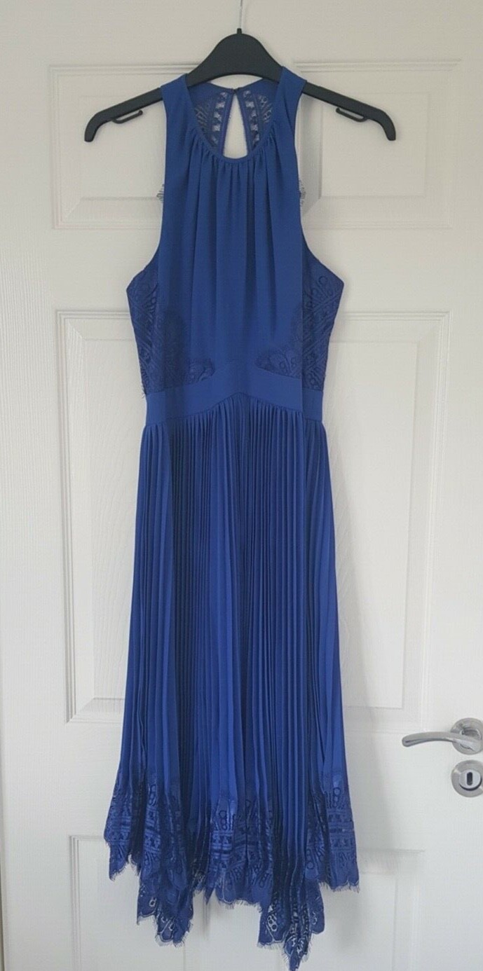 Whistles Royal Blue Lace Pleated 'Lana' Dress Size 8 … Gem