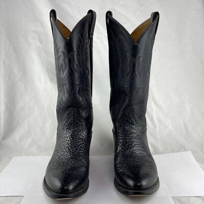 Tony Lama Western Boots Men's 9 Black Leather Cowboy 14.5 Tony Lama Western Boots Men's 9 Black Leather Cowboy 14.5