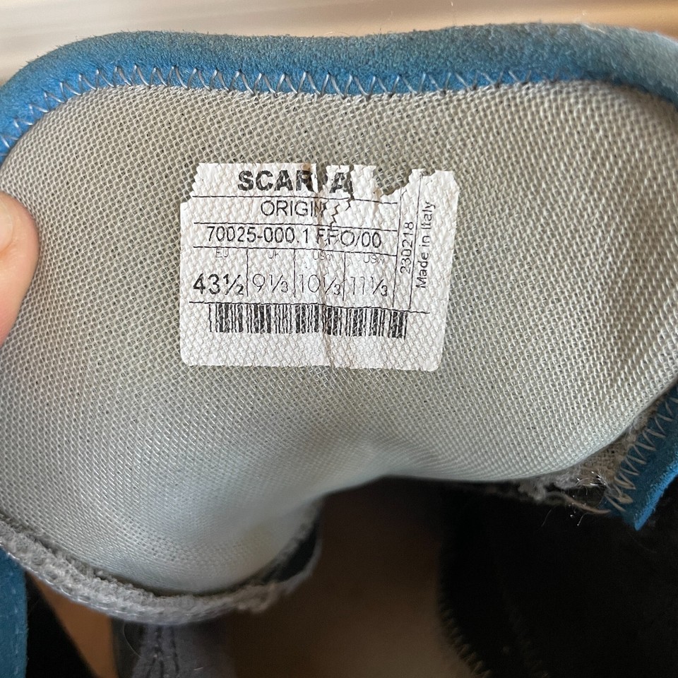 Scarpa Origin Teal Rock Climbing Shoes Size EU 43.5, Men's 10, Women's