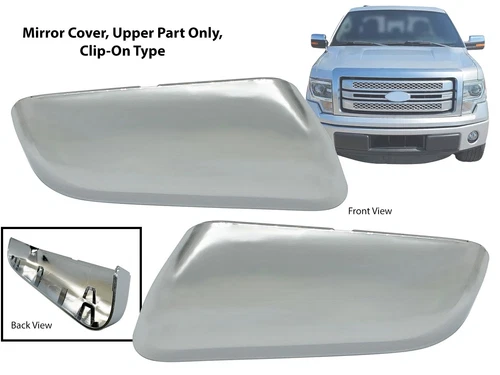 For 2009-2014 Ford F150 Pick-Up Truck Upper Mirror Cap Chrome Pair Right & Left