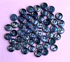 50 Vintage Small Dyed Navy Blue Mother of Pearl Buttons