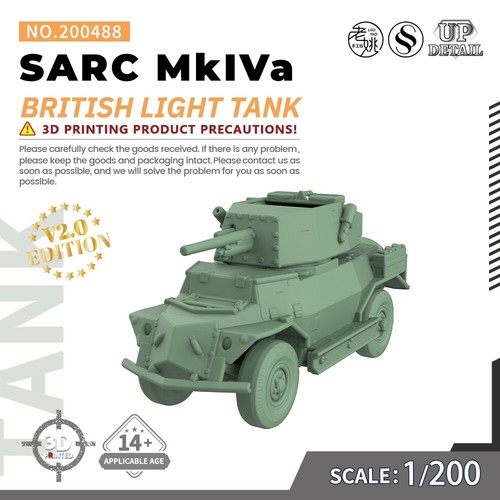 SSMODEL SS488 1/200/350/700 Wojskowy zestaw modelarski brytyjski czołg lekki SARC MkIVa - Zdjęcie 1 z 30