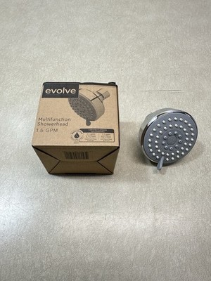 Evolve Single Function Showerhead 1.5 GPM Shower Head Gray Chrome Finish Spray..