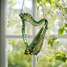 Shamrock Window Hanging, Irish Harp Window Decor, St. Patrick's Day Decor