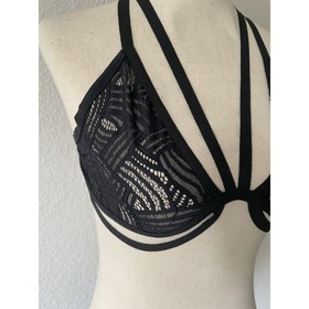 For Love & Lemons Bra Lingerie Women XXS Skivvies Love You Knot Bralette Black