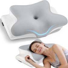 Cervical Neck Pillow for Pain Relief Ergonomic Cooling Memory Foam Contour Gray