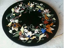 15 " Schwarz Marmor Kaffee Center Table Top Inlay Lapis Zimmer Tisch