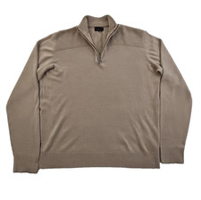 Geoffrey Beene 1/4 Zip Knit Sweater Men's L Large Taupe Long Sleeve Acrylic EUC
