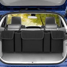 Organizer with 5 Large Storage Pockets, Backseat Hanging Trunk All Black