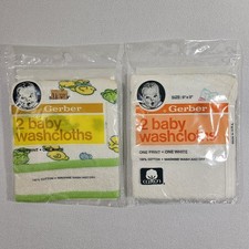 Vintage Gerber Baby Washcloths 9"x9" Animals Bears Blocks Cotton Made In USA