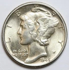 1945 10c Mercury Silver Dime Uncirculated - RAW - Excellent Luster