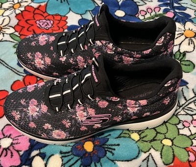 Skechers Calm Harmony Black Pink Slip On Casual Sneaker Shoes Womens 8