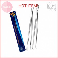 JETKONG 2 Pcs 16-Inch Kitchen Tweezers Extra Long Tweezer Tongs, Heavy Duty Stai