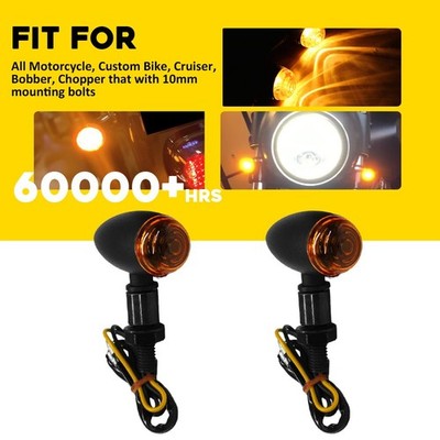 Motorcycle 2PCS Signal Turn Light Bullet Mini Indicator Blinker Amber LHRH Light