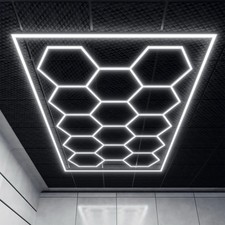 14 Hexagon LED Lighting Detailing Garage Workshop Car Retail Barber with Border