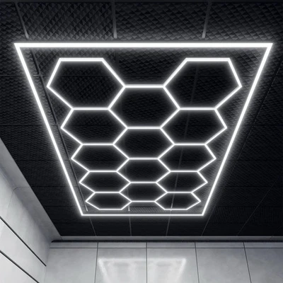 VASTFIRE 14 Hexagon LED Lighting Detailing Garage Workshop Car Retail Barber with Border
