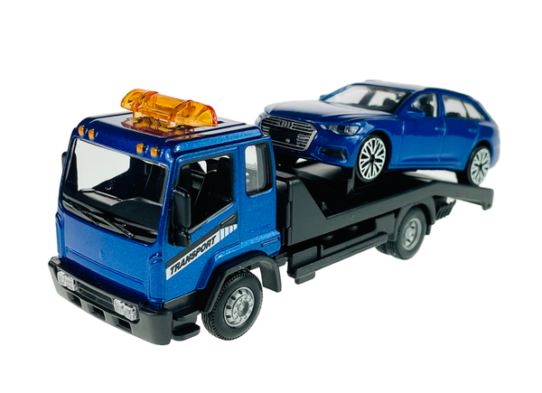 Bburago Audi A6 With Flatbed Blue 1:43 DIE Cast Metal Model NEW IN BOX-image