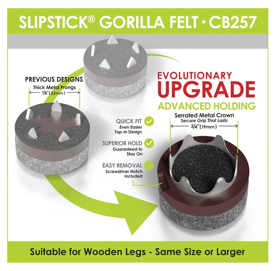 Protectores de piso para patas de silla GorillaFelt/silla de fieltro deslizables (juego de 16) Tap-On F... Foto 3 de 4