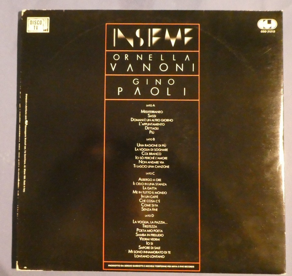 Vanoni* - Paoli* ‎– Insieme 2 × Vinile, LP,  Italia 1985