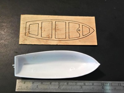 Ship Model Fittings Parts White Plastic & Wood lifeboat longboat 94mm x 32mm